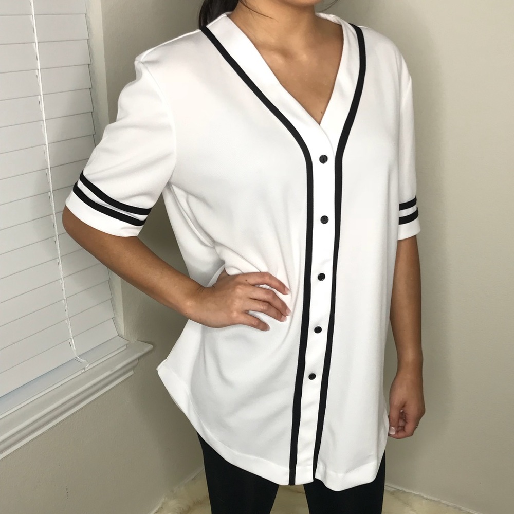 Button Up Baseball Jersey Top